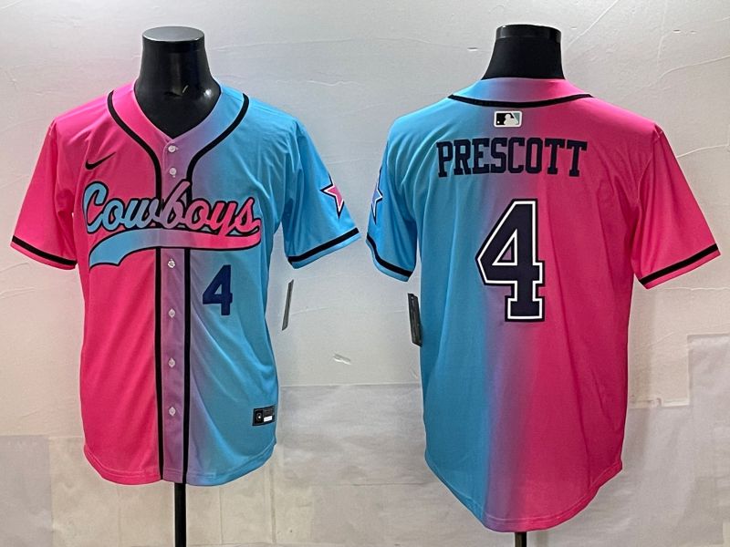 Men 2025 Dallas Cowboys #4 Prescott Blue pink Nike Limited NFL Jersey style 004->new orleans saints->NFL Jersey